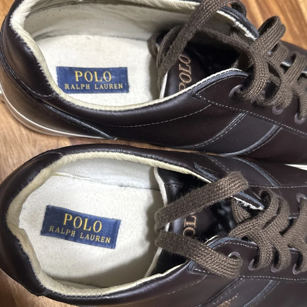 Polo‎ Ralph Lauren Hanford Brown Leather Casual Sneakers Mens Sz 15D Super Clean